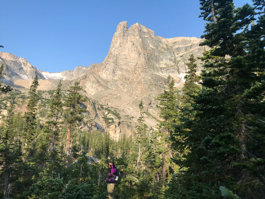Founder Jon Rosenberg and wife Deirdre Denali trek through Rocky Mountain National Park in northern Colorado on a recent photo shoot.
