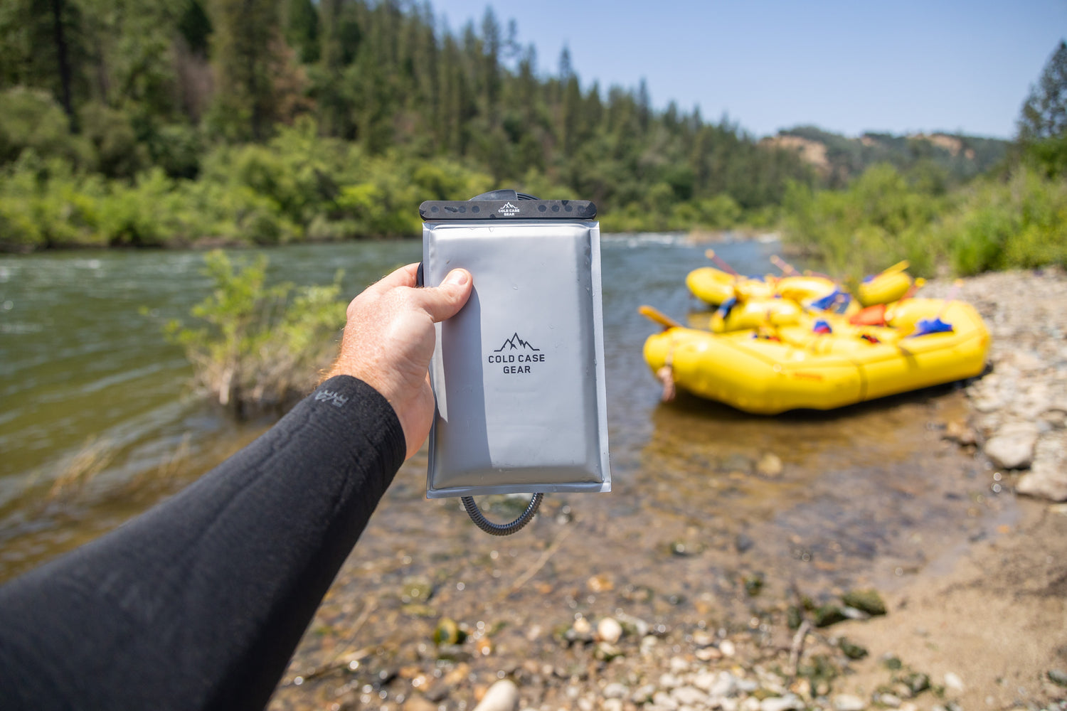 a floating phone case on the salmon river
