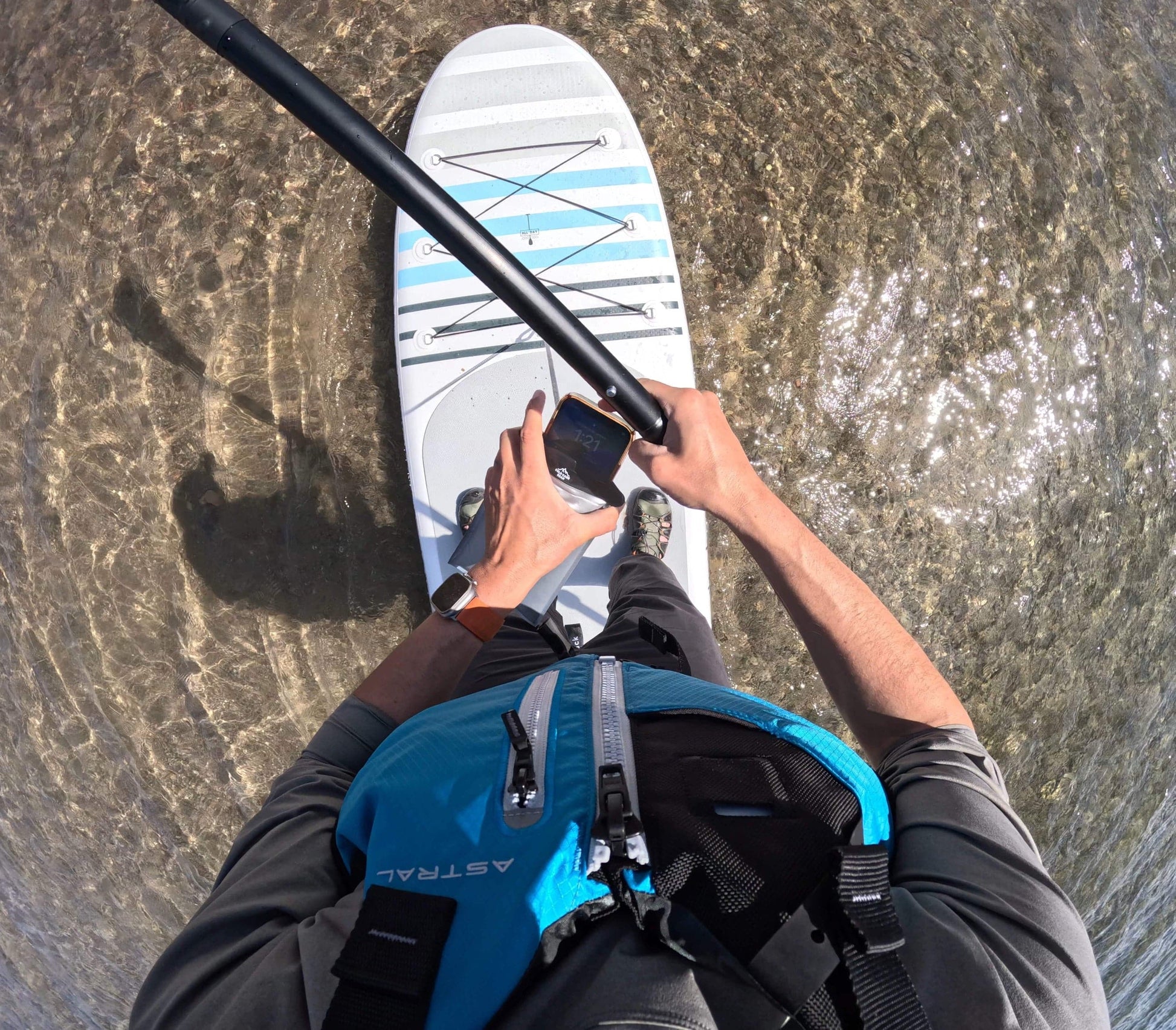 using a floating phone case on a stand up paddle board